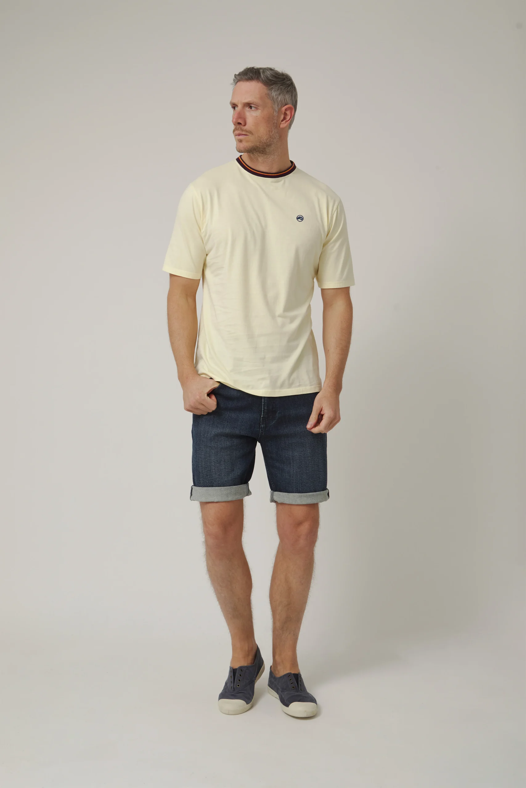 Camiseta Básica Cuello tricolor Amarillo - Imagen 6