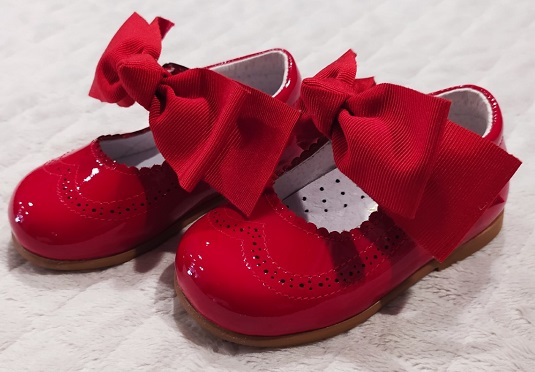 Zapato charol rojo niña con lazo extraíble - Imagen 3