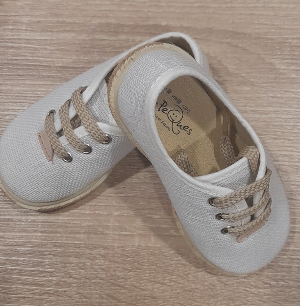 Zapato niño lino piqué blanco - Imagen 3
