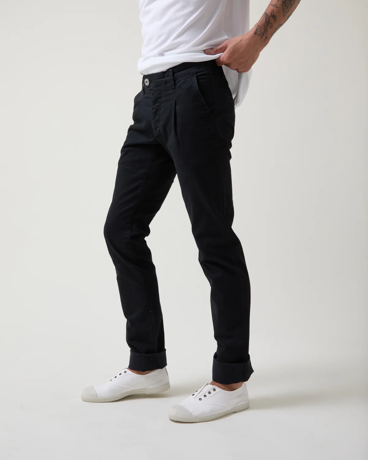 Pantalón Chino con Pinzas Negro - Imagen 3